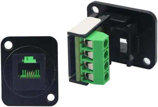 Main image of DIXSG RJ11 6P4C D-Type Panel Mount Ethernet Extender CAT3 Terminal Solderless Adapter D-Type Keystone Telephone Jack Connector with Screw Black