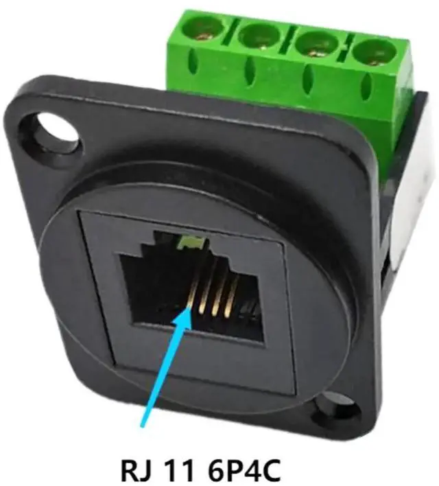 Alt view image 6 of 7 - DIXSG RJ11 6P4C D-Type Panel Mount Ethernet Extender CAT3 Terminal Solderless Adapter D-Type Keystone Telephone Jack Connector with Screw Black