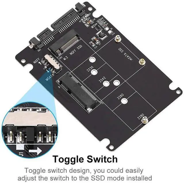 Alt view image 4 of 7 - DIXSG M.2 or mSATA to SATA 3.0 Adapter 2-in-1 NGFF to mSATA Converter Reader Card with SATA Cable Converter as Portable Flash Drive External 2.5 inch Hard Drive,Support Full SATA or NGFF B/B+M Key SSD