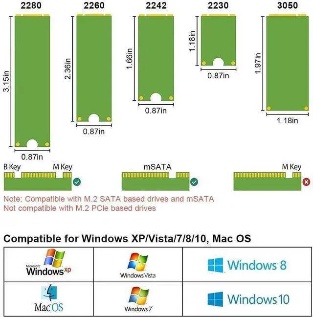 Alt view image 5 of 7 - DIXSG M.2 or mSATA to SATA 3.0 Adapter 2-in-1 NGFF to mSATA Converter Reader Card with SATA Cable Converter as Portable Flash Drive External 2.5 inch Hard Drive,Support Full SATA or NGFF B/B+M Key SSD