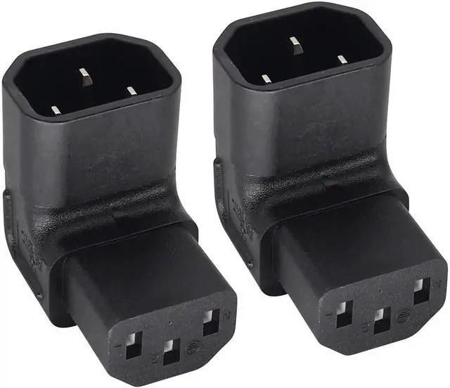 Main image of DIXSG 0 Degree C13 to C14 AC Powe Adapter, IEC C13 Female to IEC C14 Male PDU 3 Pin Power Socket Extension Converter for Computer LED HDTV Monitor Etc. (2 Pack) (UP Angled)