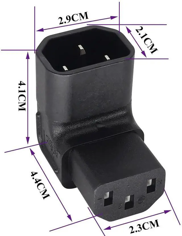 Alt view image 2 of 7 - DIXSG 0 Degree C13 to C14 AC Powe Adapter, IEC C13 Female to IEC C14 Male PDU 3 Pin Power Socket Extension Converter for Computer LED HDTV Monitor Etc. (2 Pack) (UP Angled)