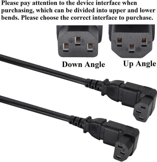 Alt view image 5 of 7 - DIXSG 0 Degree C13 to C14 AC Powe Adapter, IEC C13 Female to IEC C14 Male PDU 3 Pin Power Socket Extension Converter for Computer LED HDTV Monitor Etc. (2 Pack) (UP Angled)
