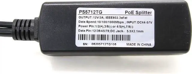 Alt view image 4 of 6 - DIXSG Gigabit PoE Splitter 12V 2A Output with IEEE 802.3af/at Standard Compliant 10,100,1000Mbps Power Over Ethernet Splitter Adapter for Security Camera CCTV Surveillance 5.5x2.1mm DC Plug