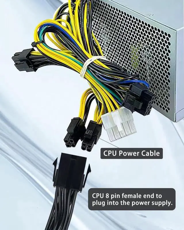 Alt view image 5 of 7 - DIXSG (2-Pack) CPU 8 Pin Extension Cable, Motherboard ATX CPU 8 Pin (4+4) Male to Female Adapter for Power Supply PSUs 9.5-inch(24cm)