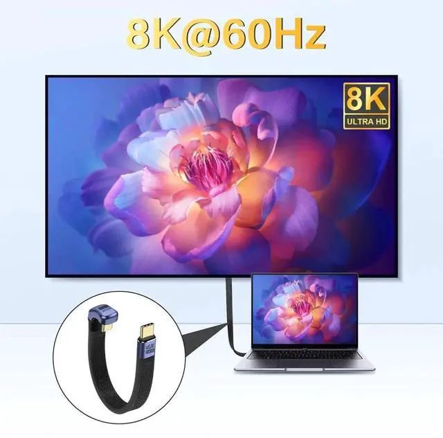 Alt view image 4 of 6 - DIXSG 40Gbps USB4 Type C Extension Cable 240W 8K PD Fast Charge USB C to USB C U-Shaped Flat Ultra Thin FPC Data Cable Suitable for Laptops and Mobile Phones