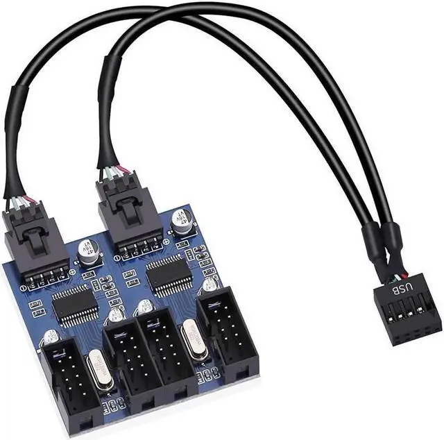 Main image of DIXSG 4 in 1 Internal USB Splitter Cable, Electop 9 pin USB Header Male 1 to 4 Female Extension Connector Adapter, USB 2.0 HUB Connector Port Multiplier PWM Fan Splitter Cable (30cm/0.98ft)