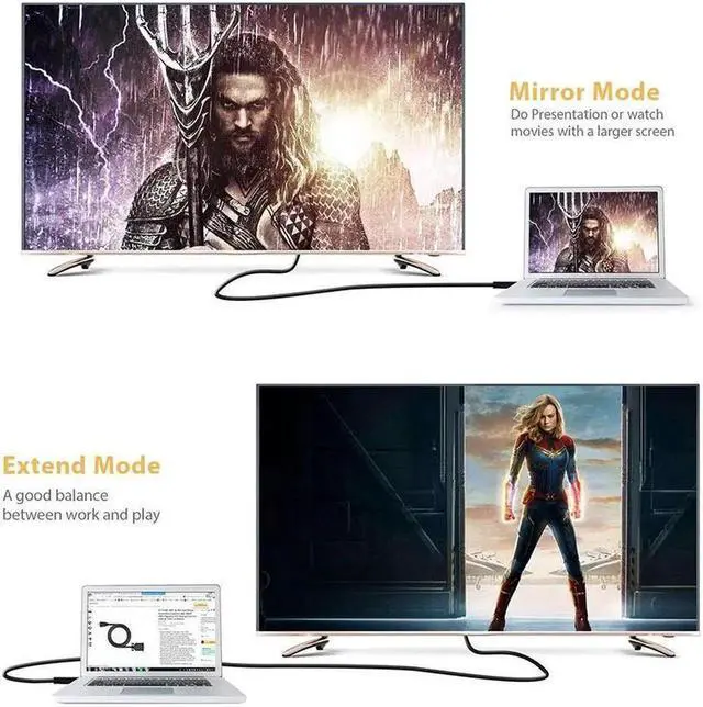 Alt view image 6 of 7 - HDMI to VGA, Hannord Gold-Plated HDMI to VGA 3.3 Feet Cable (Male to Male) Compatible for Computer, Desktop, Laptop, PC, Monitor, Projector, HDTV,, Roku, Xbox and More