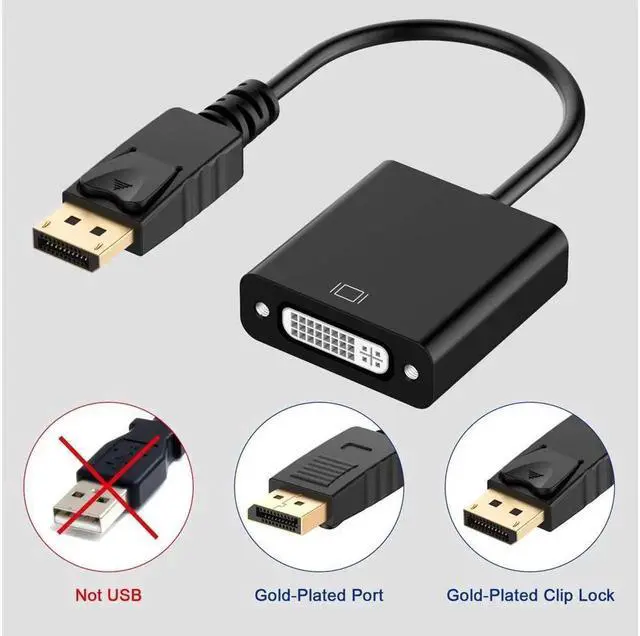 Alt view image 6 of 7 - DIXSG DisplayPort to DVI DVI-D Single Link Adapter, Display Port to DVI Converter Male to Female Black Compatible for HP and Other Brand
