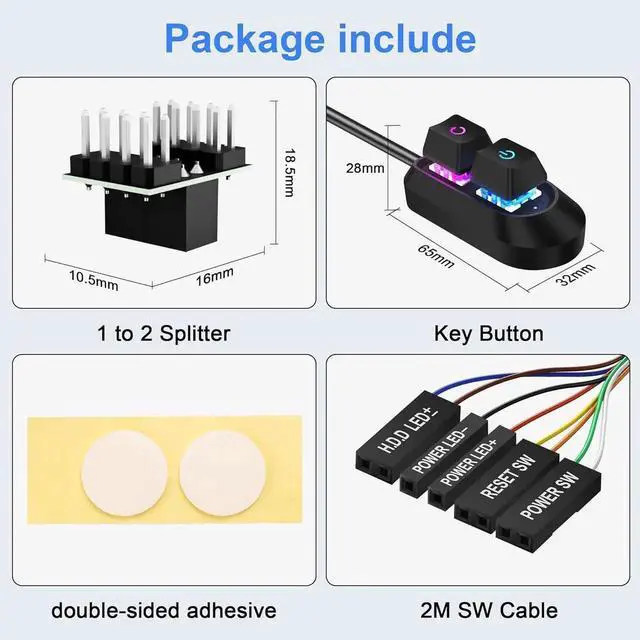 Alt view image 4 of 7 - DIXSG External Power Button for Desktop, PC Power Switch, Push Button, Manual Operation, Black