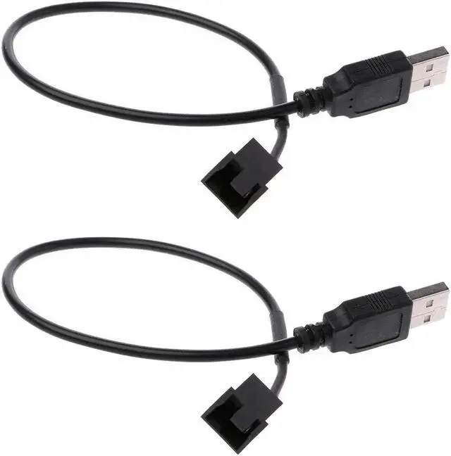Alt view image 4 of 6 - 2 Pack USB to 3-Pin / 4-Pin PWM 5V USB Sleeved Fan Power Adapter Cable, USB to 3 Pin / 4 Pin Case Fan Adapter Connector Cable (USB-3Pin/4Pin Cable)