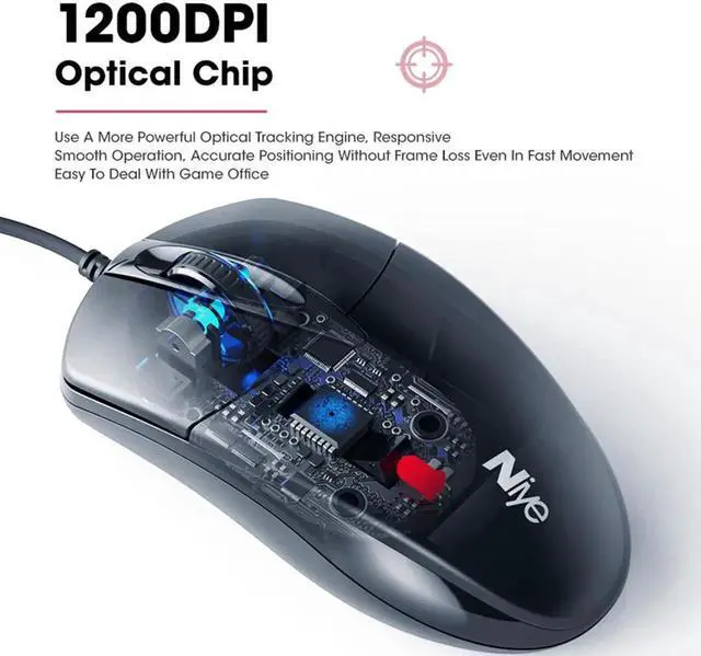 Alt view image 6 of 6 - USB Mouse, Computer Mouse Wired for Office and Home, 1200 DPI Optical Mouse, Ergonomic Shape Gaming Mice for Laptop Office Notebook PC Gamer Gaming Accessories