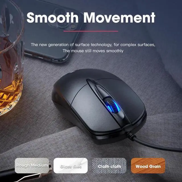 Alt view image 5 of 6 - USB Mouse, Computer Mouse Wired for Office and Home, 1200 DPI Optical Mouse, Ergonomic Shape Gaming Mice for Laptop Office Notebook PC Gamer Gaming Accessories