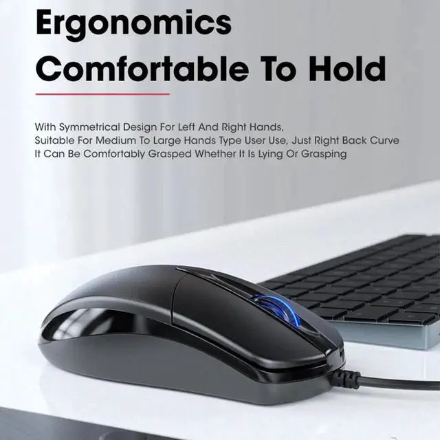 Alt view image 3 of 6 - USB Mouse, Computer Mouse Wired for Office and Home, 1200 DPI Optical Mouse, Ergonomic Shape Gaming Mice for Laptop Office Notebook PC Gamer Gaming Accessories