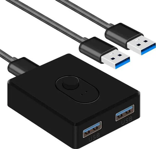 Main image of USB Switcher 2 in 1 Out(1 in 2 Out) Bi-Directional,USB 3.0 Switch Selector,Keyboard Mouse Switcher,USB Switcher 2 Computers Share 1 Device for Printer,Keyboard, USB Switch with 2pcs USB Cables