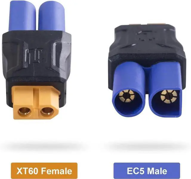 Alt view image 2 of 7 - DIXSG EC5 Male to XT60 Female Connector Adapter 2Pack, EC5 to XT60 Adapter Extender RC Connector Adapter, XT60-EC5 No Wires Connectors RC Battery Adapter for Battery Micro Drone
