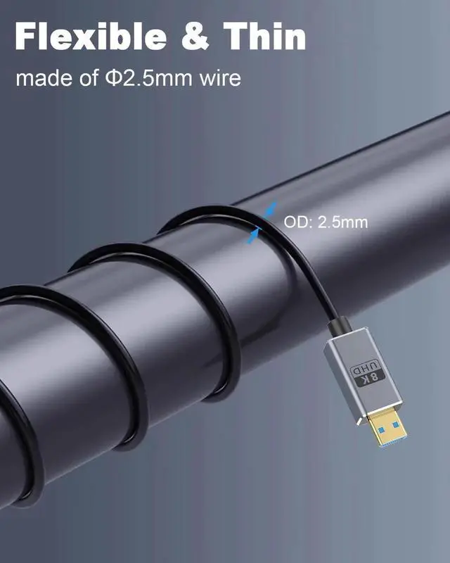 Alt view image 4 of 5 - DIXSG Micro HDMI to HDMI 2.1 Cable, Right Angle HDMI Male to Micro HDMI Cable 8K@60Hz, 4K@240Hz, 48Gbps High Speed Compatible with Raspberry Pi 5/Pi 4/GoPro Hero 7 6/S.ony A6000 Camera 4FT/1.2M