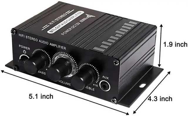 Alt view image 2 of 5 - DIXSG 12V HiFi Stereo Audio Amplifier for Car 2 Channel HiFi Bass Audio Subwoofer Amp for Cars CD DVD MP3 Player Speakers