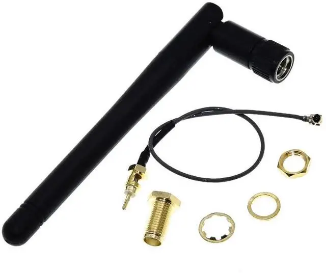 Alt view image 3 of 4 - 2pcs 2.4G WiFi Antenna SMA to U.FL-4 2.4GHz 3dBi Antenna U.fl-4 to RP SMA Male for ZigBee Router 90 Degrees Right Angle Folded Lead 15CM