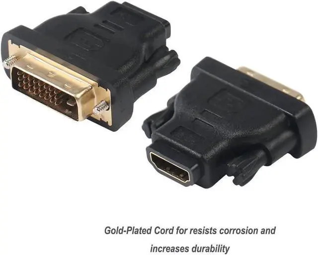 Alt view image 4 of 4 - DIXSG to HDMI, Bidirectional DVI (DVI-D) to HDMI Male to Female Adapter with Gold-Plated Cord 2 Pack