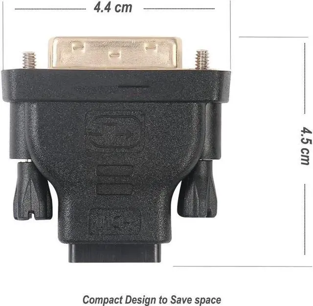 Main image of DIXSG to HDMI, Bidirectional DVI (DVI-D) to HDMI Male to Female Adapter with Gold-Plated Cord 2 Pack