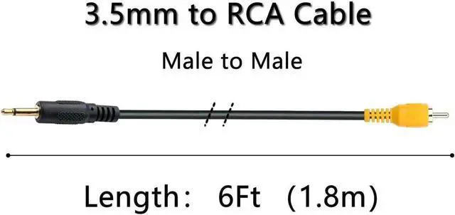 Alt view image 2 of 3 - DIXSG 3.5mm to RCA Cable -3.5mm 1/8 inch Mono Male Plug to RCA Male Jack Audio Cable Cord Gold Plated 1.8m (6Ft)