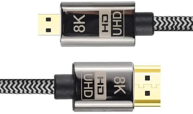 Alt view image 3 of 7 - DIXSG Micro HDMI to HDMI 2.1 Ultra-HD UHD 8K 60hz 4K 120hz Cable 48Gbs HDMI Cord for Camera Tablet (1.0m)