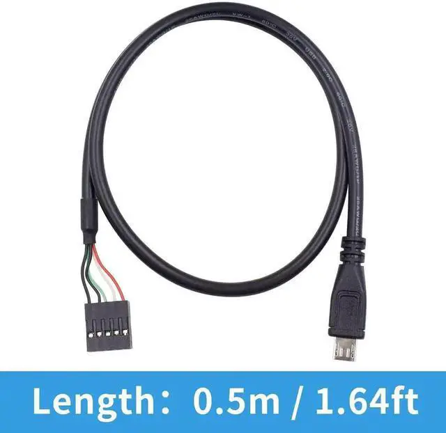 Alt view image 3 of 6 - DIXSG USB Header to Micro USB Cable 1.65FT/50CM, Micro USB Male to 9 Pin Motherboard Female Adapter Dupont Extended Cable for Motherboard Header 2 Pack