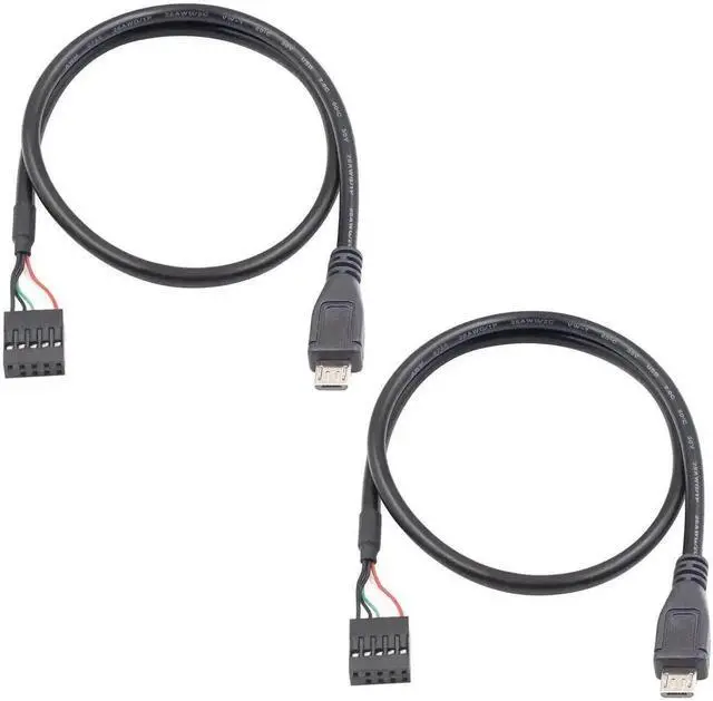 Main image of DIXSG USB Header to Micro USB Cable 1.65FT/50CM, Micro USB Male to 9 Pin Motherboard Female Adapter Dupont Extended Cable for Motherboard Header 2 Pack