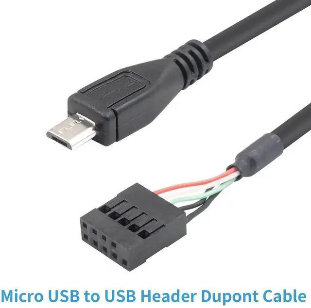Alt view image 4 of 6 - DIXSG USB Header to Micro USB Cable 1.65FT/50CM, Micro USB Male to 9 Pin Motherboard Female Adapter Dupont Extended Cable for Motherboard Header 2 Pack