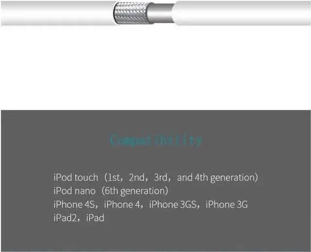 Alt view image 3 of 5 - DIXSG 2pcs 3.3 Feet 30 Pin USB Sync Charging Cable Cord Replacement for Old Apple iPhone 4/4S 3G/3GS iPad 1/2/3 iPod Nano/iPod Touch