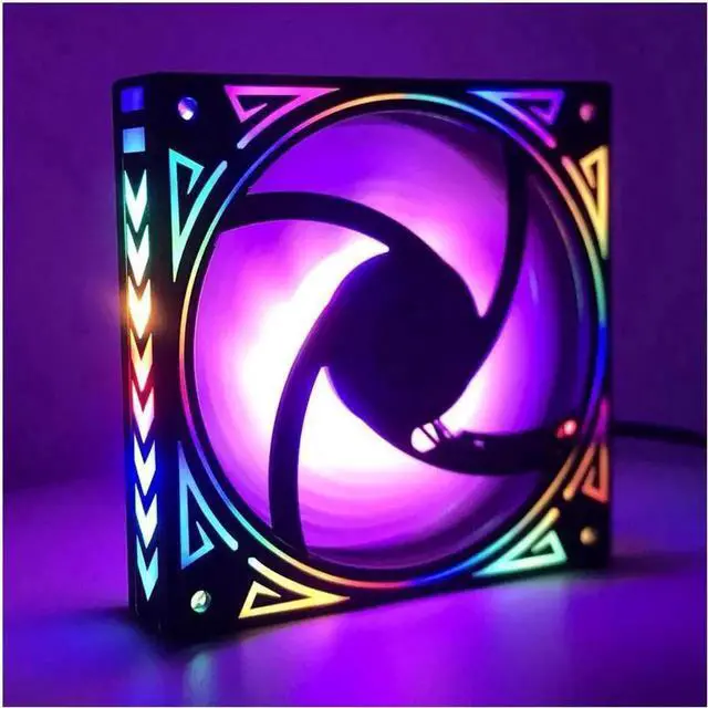Alt view image 2 of 4 - DIXSG 120mm fan rainbow iridescence 12cm LED fan 3+4pin Diamond Light Chassis Fan Mute Color Cooling Fan 12V for pc computer gaming cooling fans