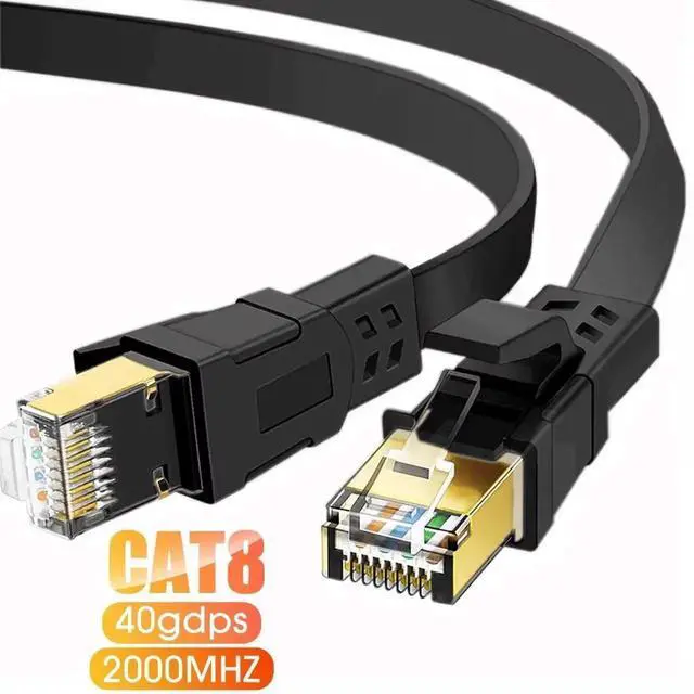 Main image of DIXSG Cat 8 Ethernet Cable 3.3Ft, High Speed 40Gbps Flat Internet Network LAN Cable,Faster Than Cat7/6/5, Durable Patch Cord with Gold Plated RJ45 Connector for Xbox,PS4,Router,Modem,Gaming Hub