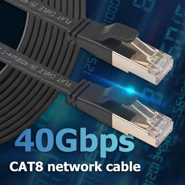 Alt view image 2 of 7 - DIXSG Cat 8 Ethernet Cable 3.3Ft, High Speed 40Gbps Flat Internet Network LAN Cable,Faster Than Cat7/6/5, Durable Patch Cord with Gold Plated RJ45 Connector for Xbox,PS4,Router,Modem,Gaming Hub