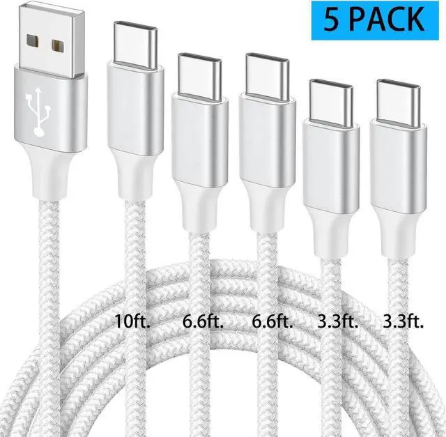 Main image of DIXSG USB C Cable 5-Pack 3ft/3ft/6ft/6ft/10ft, USB A to USB C Charger Cable Fast Charging Cord Braided Cable for i-Phone 15 Pro Max Plus, for Sam-s-ung Galaxy S20 S10 Note 10 9, Pixel, Mo-to, L-G