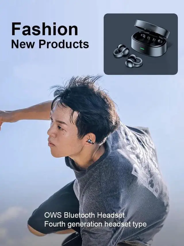 Alt view image 7 of 7 - DIXSG Ear-Clip Bone Conduction Headphones Bluetooth 5.3 Painless Wireless Open Ear Clip on Headphone Waterproof Running Earring Earphone Air Conduction Earphones Open Earbuds Wireless Earbuds with Ear