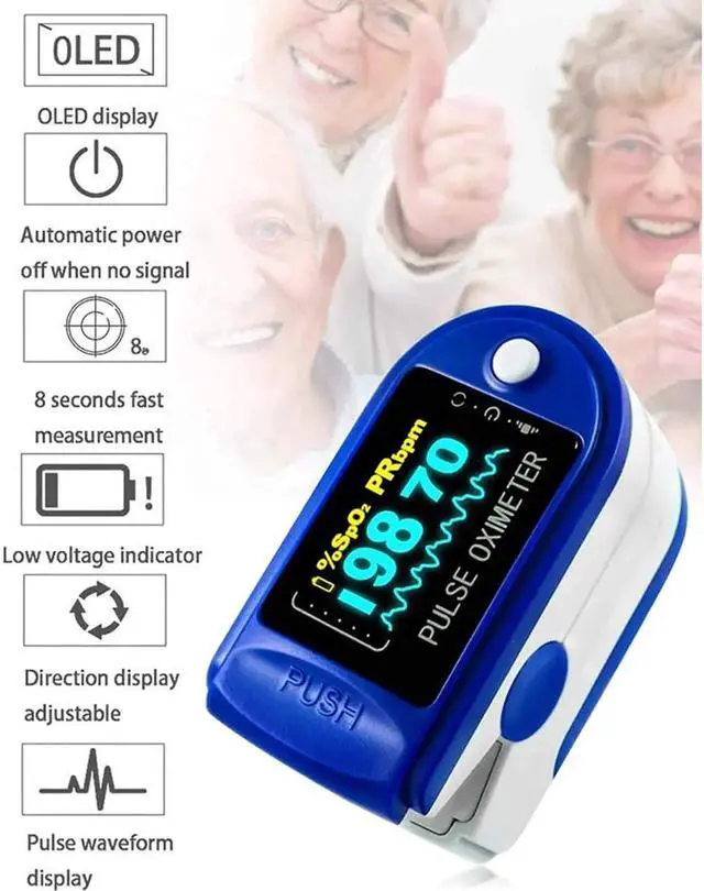 Alt view image 3 of 7 - DIXSG Pulse Oximeter Fingertip, Blood Oxygen Saturation Monitor Fingertip, Portable Blood Oxygen Meter Finger Oximeter Finger with Pulse, O2 Monitor Finger for Oxygen