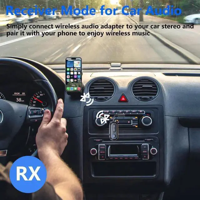 Alt view image 5 of 7 - DIXSG Bluetooth 5.4 Transmitter Receiver - 2-in-1 Bluetooth Wireless Transmitter for Headphones or BT Devices - 3.5mm Aux Audio Jack Adapter - Compatible with Car, Airplane, TV, PC, Gym, Switch