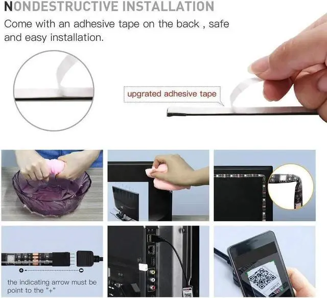 Alt view image 2 of 6 - DIXSG USB LED Lighting Strip for HDTV - Medium (78in / 2M / 6.56FT) - Multi-Color RGB - USB LED Backlight Strip with Dimmer for Bias Lighting HDTV, Flat Screen TV LCD, Desktop Monitors, Kitchen Cabine