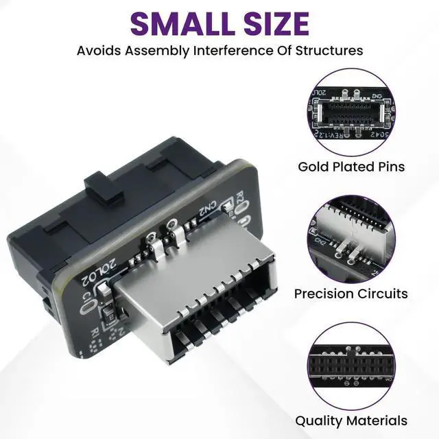 Alt view image 2 of 7 - DIXSG USB 3.2 Gen 1 to USB 3.2 Gen 2 Header Adapter, Motherboard 19Pin to Type-E Header Converter, Front Panel Adapter for Type C Motherboard (Vertical Type)