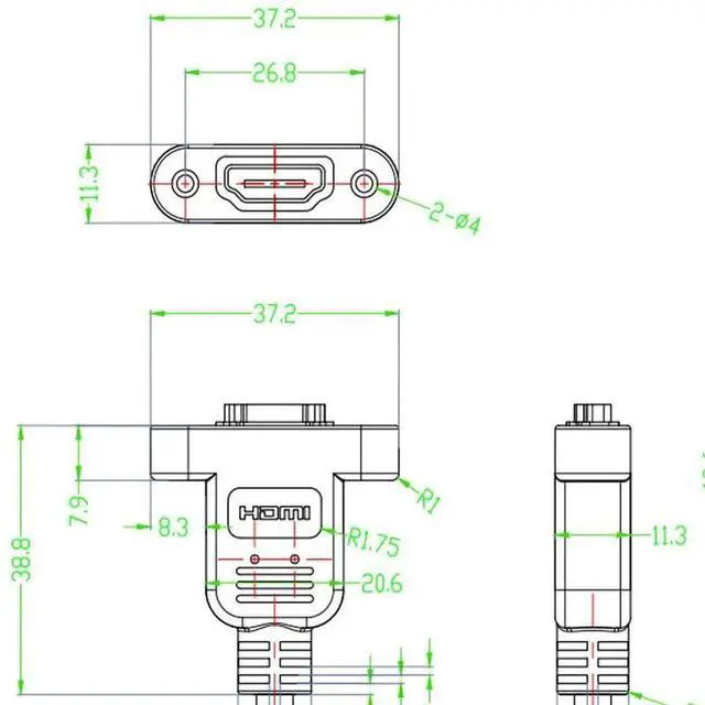 Alt view image 2 of 5 - DIXSG Panel Mount HDMI Extension Cable High Speed HDMI Male to Female Extension Cable with Screw Nut Support 4K Resolution for Blu Ray Player, 3D TV, Roku, Xbox360,Black (3.3FT/1M)