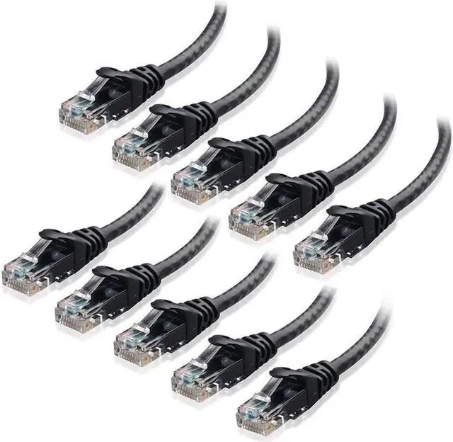 Main image of DIXSG Cat6 Ethernet Cable - 10 ft - Black - Patch Cable - 10 Pack - Network Cable - Ethernet Cord - Cat 6 Cable - Black- 10ft Pack Of 10 Bare Copper
