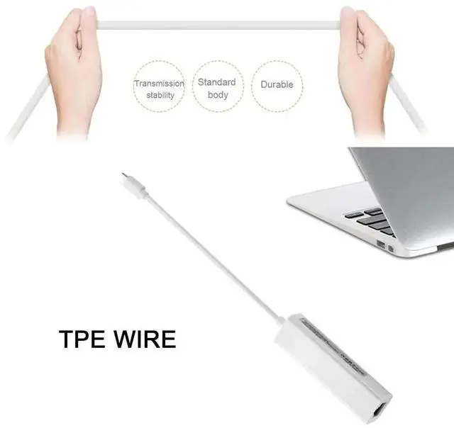 Alt view image 3 of 7 - DIXSG USB 3.1 Type C USB-C to Multiple 3 Ports USB2.0 Hub with Ethernet 100Mbps Network LAN Adapter