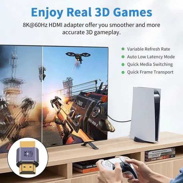 Alt view image 3 of 7 - DIXSG HDMI Male to Male Adapter 8K, 2-Pack 48Gbps UHD HDMI 2.1 Extender Coupler Converter Extension Connector (8K@60hz,4K@120Hz) Compatible with Video 3D HDTV, Switch, Xbox,PS5, Xbox