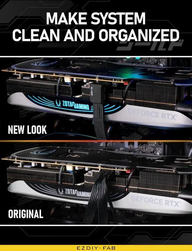 Alt view image 4 of 7 - DIXSG Shield PCIE 5.1 GPU Extension Cable with 90 Degree 12V-2x6 Angle Adapter,16pin (12+4) 12VHPWR PCIe 5.1 PSU Cable Extension for RTX 40/50 Series with Combs-Reverse Type-Black