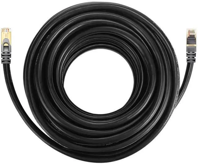 Alt view image 5 of 7 - DIXSG Cat 7 Ethernet Cable Professional Gold Plated Plug Black Ethernet Cable for Indoor Outdoor High Speed Heavy-Duty Waterproof Buried-able Dual Shielded (16.4 Feet)