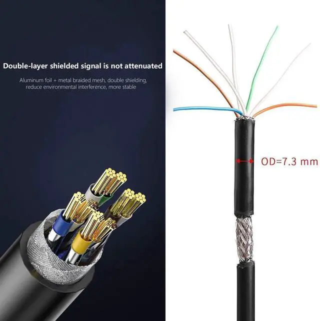 Alt view image 6 of 7 - DIXSG Cat 7 Ethernet Cable Professional Gold Plated Plug Black Ethernet Cable for Indoor Outdoor High Speed Heavy-Duty Waterproof Buried-able Dual Shielded (16.4 Feet)