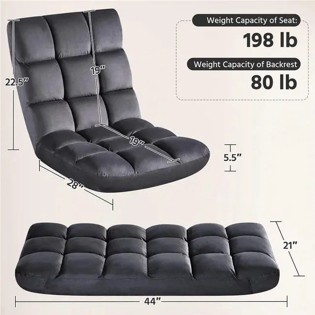 Alt view image 3 of 7 - DIXSG Floor Sofa Chair with 14 Adjustable Positions, Gray