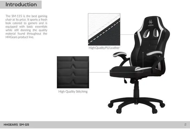 Alt view image 7 of 7 - DIXSG SM115 Gaming Chair Black and White