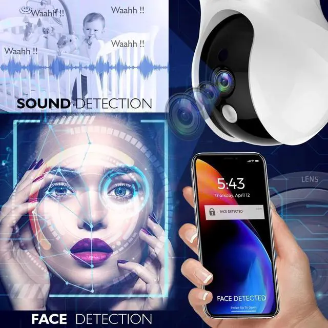 Alt view image 7 of 7 - DIXSG 3MP WiFi IP Camera Smart Tracking PTZ Face Detection Compatible Wireless Home Security